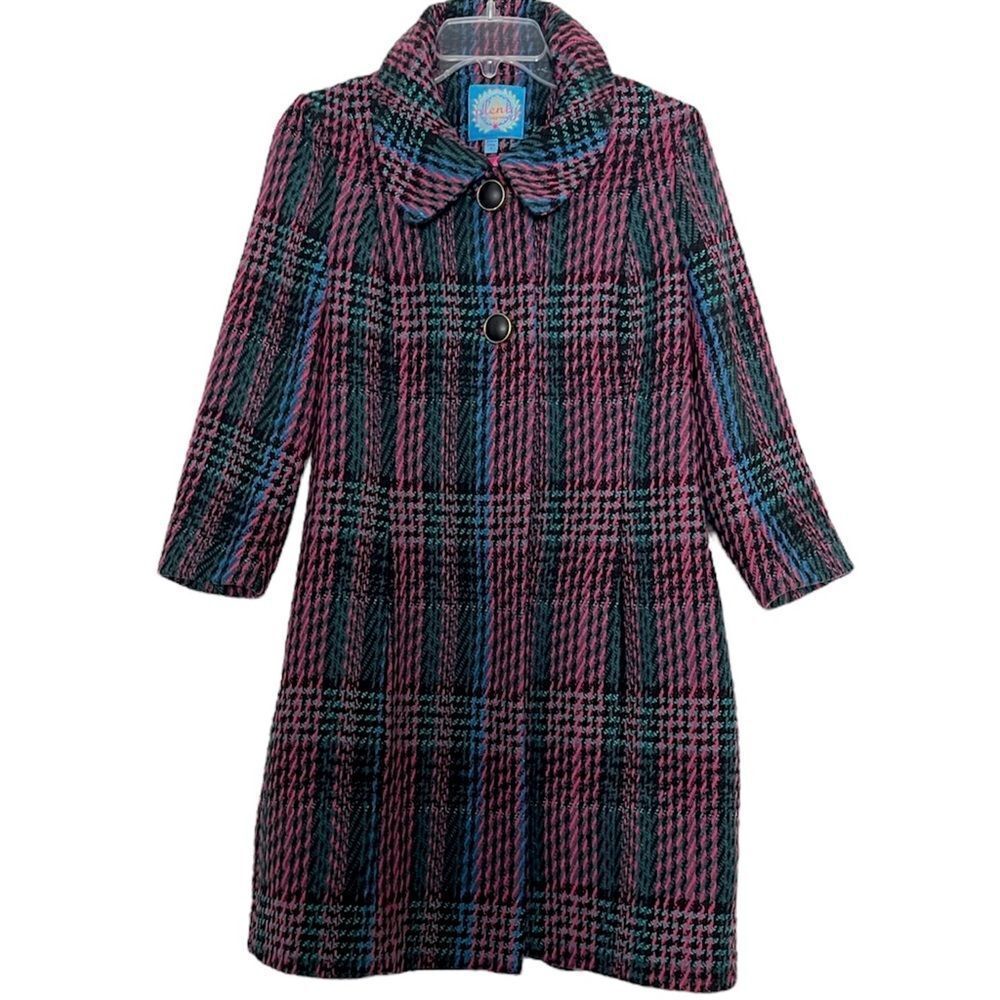 Plenty by Tracy Reese Coat Anthropologie Wool Blazing Bright Tartan Plaid Small